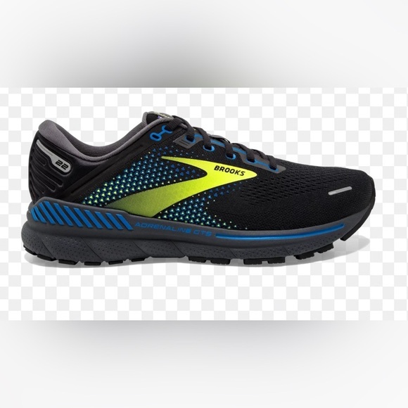 Brooks Adrenaline GTS Black with Yellow and Blue Accents
